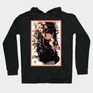 Aesthetic Anime Girl Pink Rosa Black | Quality Aesthetic Anime Design | Premium Chibi Manga Anime Art Hoodie